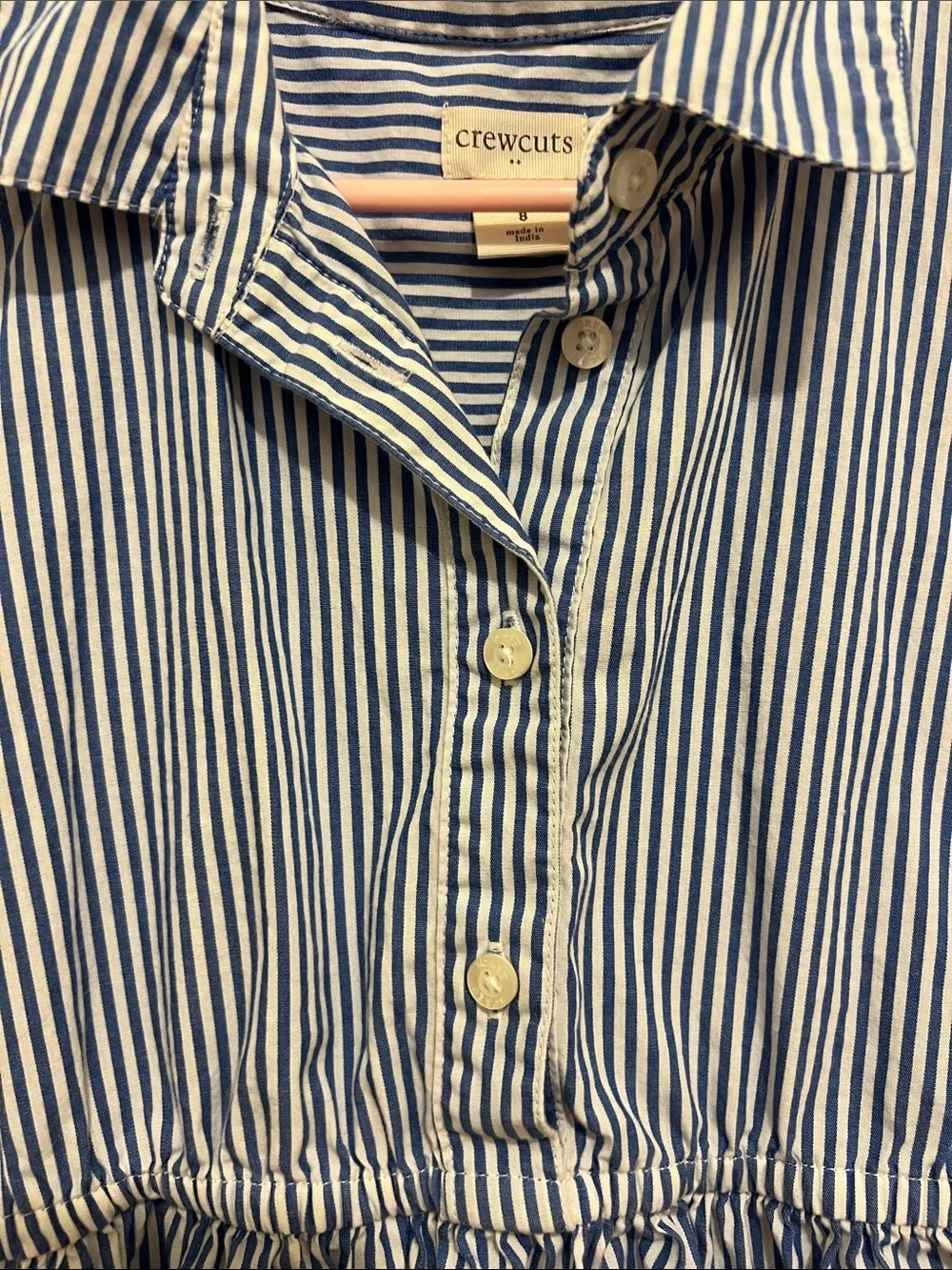 Crewcuts Blue and White Striped Cotton Shirt Dress